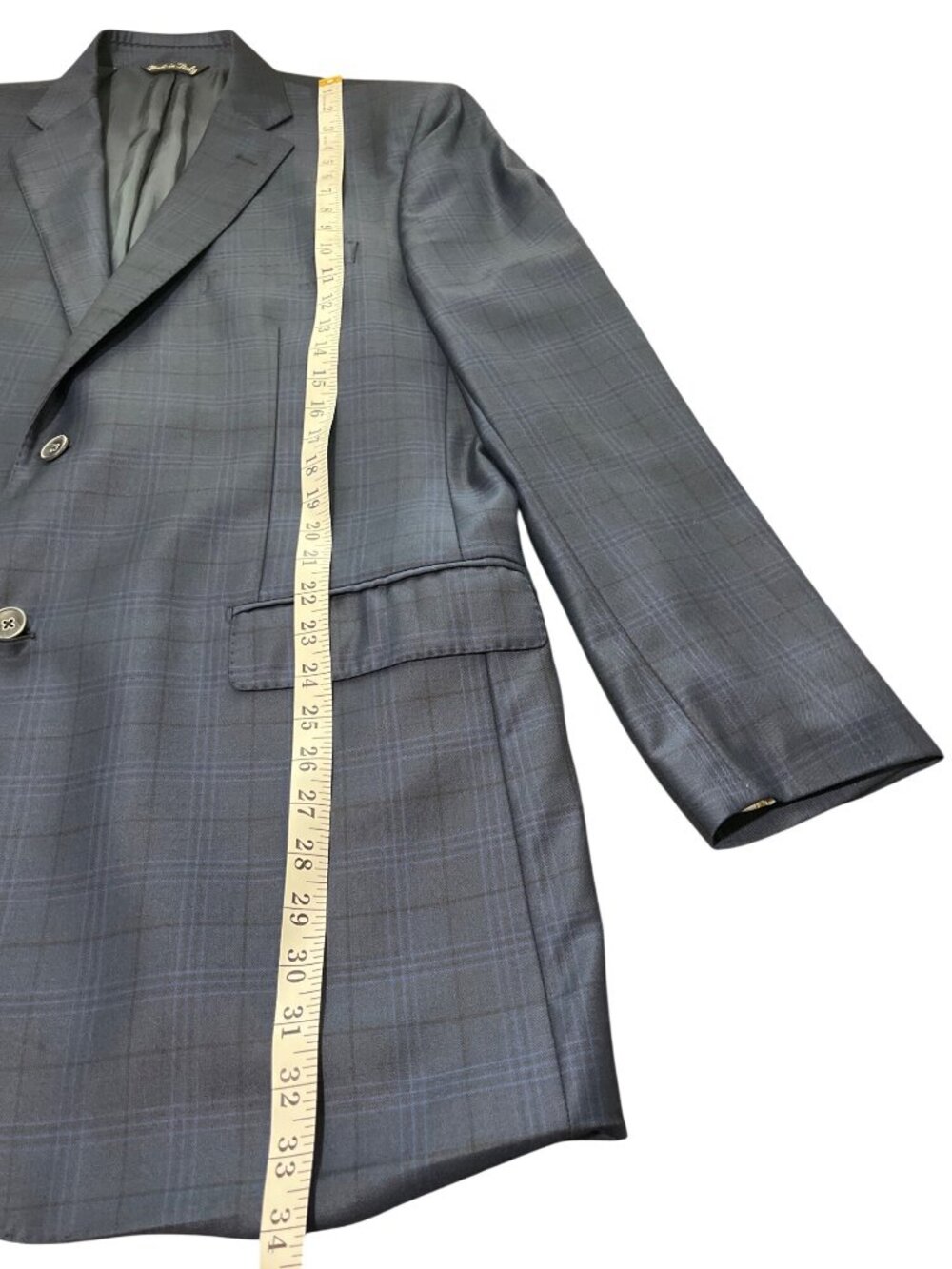 Reda Milano Mens Size 46L Wool Blazer Navy Blue Windowpane Italy - Picture 6 of 9